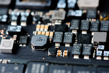 Abstract,close up of Mainboard Electronic background.
(logic board,cpu motherboard,circuit,system board,mobo)の写真素材