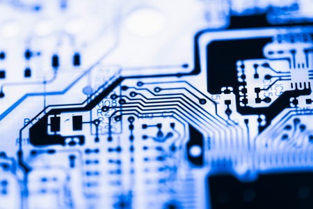 Abstract,close up of Mainboard Electronic background.
(logic board,cpu motherboard,circuit,system board,mobo)の写真素材
