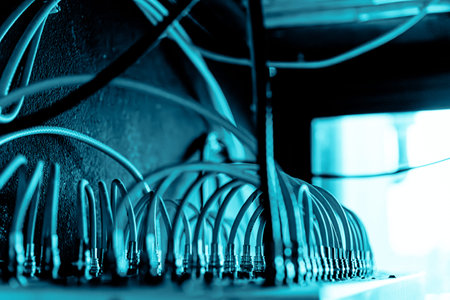 Abstract,close up of Mainboard Electronic computer background.(Big data)network internet cable ,...