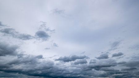 Dark sky with stormy clouds. Dramatic sky rain,Dark clouds before a thunder-storm.の写真素材