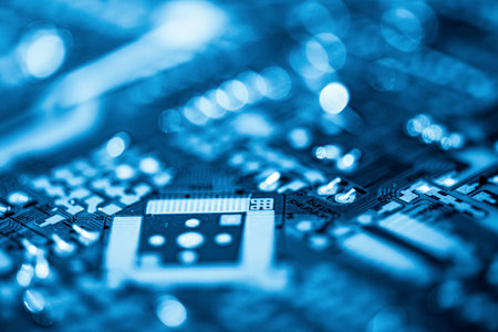 Abstract,close up of Mainboard Electronic background.
(logic board,cpu motherboard,circuit,system board,mobo)の写真素材
