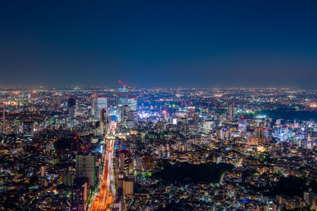 panoramic, tourist attractions in the city park of Tokyo, Asia business concept image, panoramic modern cityscape building in Japan.の写真素材
