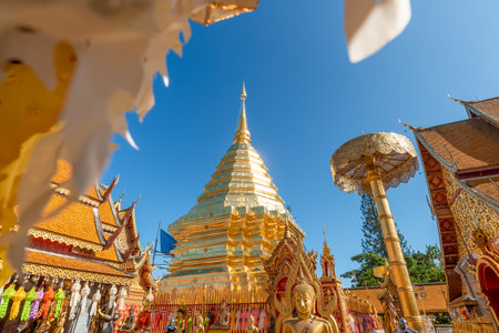 The most beautiful Viewpoint Wat phra that doi suthep ,Buddhist temple in chiang mai, Thailand