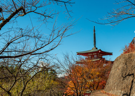 Mount Fuji, the iconic symbol of Japan, during the season of autumn foliage, a period of exceptional beauty. kawaguchiko,japan.の写真素材