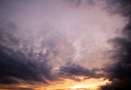 Dark sky with stormy clouds. Dramatic sky rain, Dark clouds before a thunder-storm.