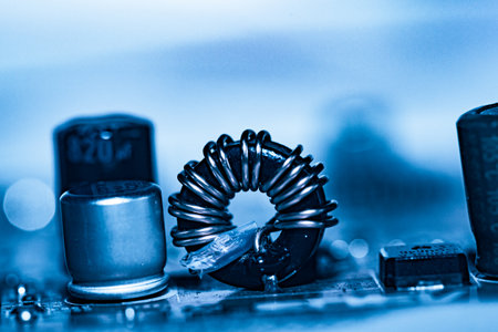 Abstract, Close up at electronic circuits, we see the technology of the mainboard, which is the important background of the computer. (logic board,cpu motherboard,Main board,systeの写真素材