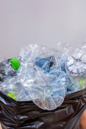 Plastic bottles waiting to be taken to recycle.