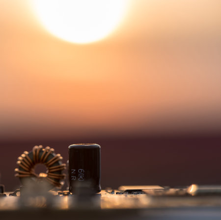 Abstract, Close up at electronic circuits, we see the technology of the mainboard, which is the important background of the computer. (logic board,cpu motherboard,Main board,systemの写真素材