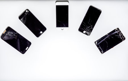 The Smartphone screen broken and need to repair smartphoneの写真素材