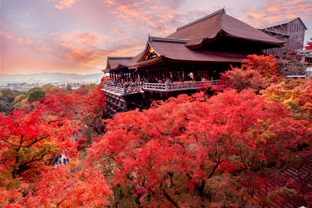 The most beautiful viewpoint of Kiyomizu-dera is a popular tourist destination in Kyoto City, Japan.