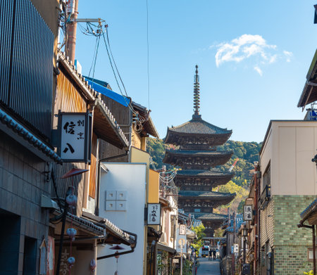 Gion,The district was built to accommodate the needs of travellers and visitors to the shrine.It eventually evolved to become one of the most exclusive and well-known geisha distriの写真素材