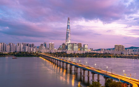 panoramic, tourist attractions in the city park of seoul City, Asia business concept image, panoramic modern cityscape building in korea. 
The most beautiful Viewpoint seoul city,sの写真素材