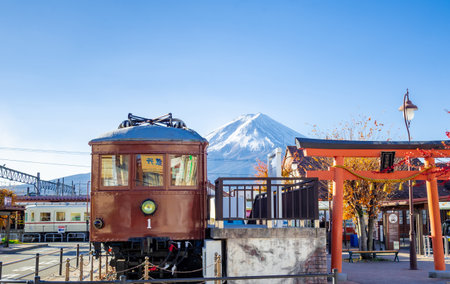 Mount Fuji, the iconic symbol of Japan, during the season of autumn foliage, a period of exceptional beauty. kawaguchiko, japan.の写真素材