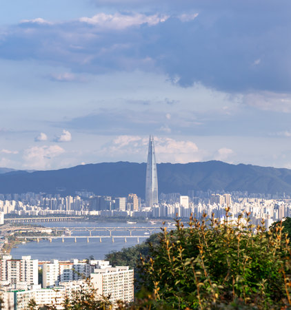 panoramic, tourist attractions in the city park of seoul City, Asia business concept image, panoramic modern cityscape building in korea. 
The most beautiful Viewpoint seoul city,sの写真素材
