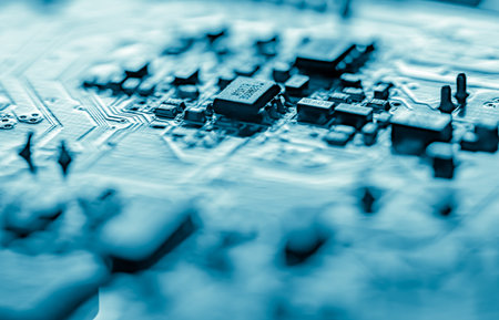 Abstract,close up of Mainboard Electronic background.
(logic board,cpu motherboard,circuit,system...