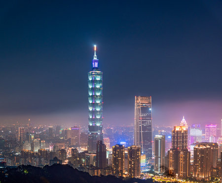 panoramic modern cityscape building in taiwan.の写真素材