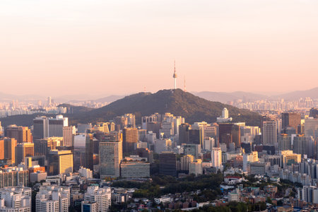 panoramic, tourist attractions in the city park of seoul City, Asia business concept image, panoramic modern cityscape building in korea. 
The most beautiful Viewpoint seoul city,sの写真素材