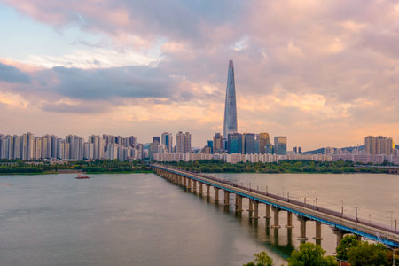 panoramic, tourist attractions in the city park of seoul City, Asia business concept image, panoramic modern cityscape building in korea. 
The most beautiful Viewpoint seoul city,sの写真素材