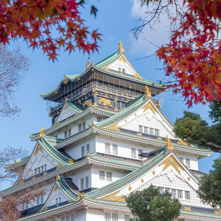 The castle is one of Japan's most famous landmarks and it played a major role in the unification of Japan during the sixteenth century, Osaka Castle Japanの写真素材