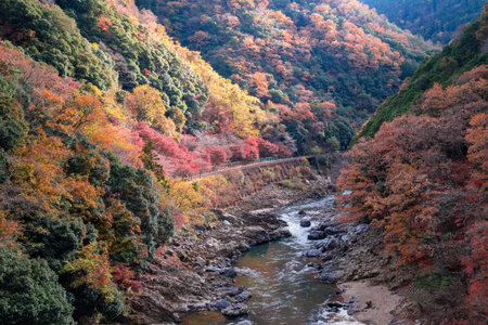 Arashiyama is a district in Kyoto City, Japan, Arashiyama is a nationally designated Historic Site and Place of Scenic Beauty.の写真素材
