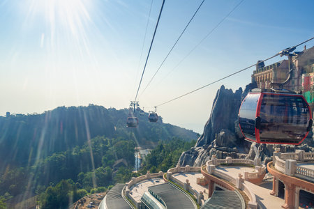 da nang ,VIETNAM- May 03:The most beautiful Viewpoint golden Bridge in da nang,vietnam,hill station and resort located in the Mountains west of the city of Da Nang, in central Vietの写真素材