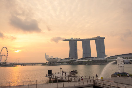 The most beautiful Viewpoint marina bay, Asia business concept image, panoramic modern cityscape building in Singapore.の写真素材