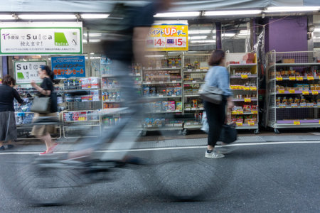 Tokyo ,Japan - May,24: Bicycle parked on the sidewalk, Japan classic bicycle parkingの写真素材