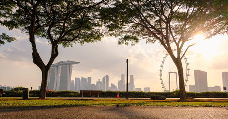 The most beautiful Viewpoint marina bay, Asia business concept image, panoramic modern cityscape building in Singapore.の写真素材