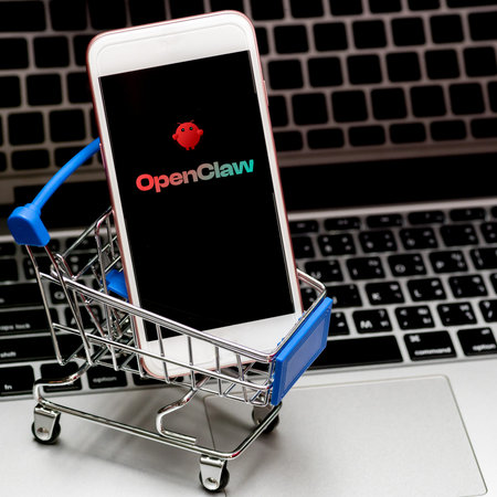 thailand-Feb24,2026:Smartphone showing AI open claw app interface on screen, modern technology concept.のeditorial素材