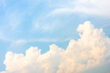 Reservoir at blue sky with clouds in summerの写真素材