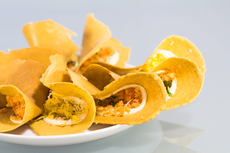Thai creamy Crispy Pancake with salt and sweet flavor background