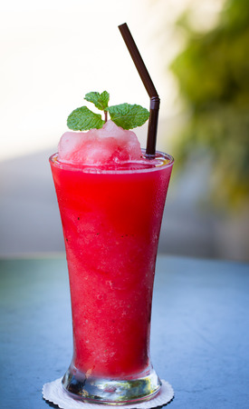 Watermelon blend on glassの写真素材