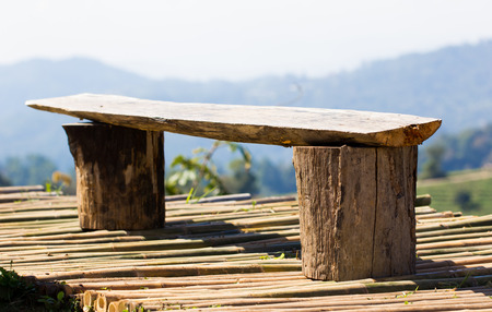 Wood long chair in the parkの写真素材