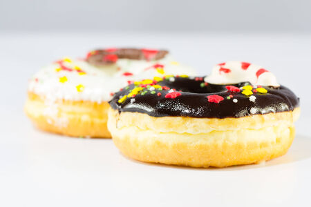 Christmas delicious donut on white backgroundの写真素材