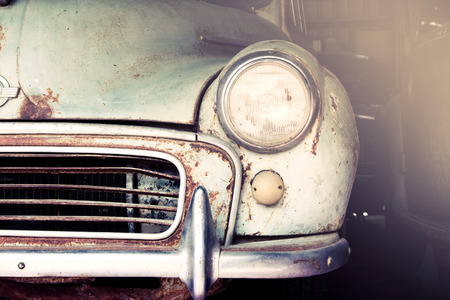 Retro headlight of vintage carの写真素材