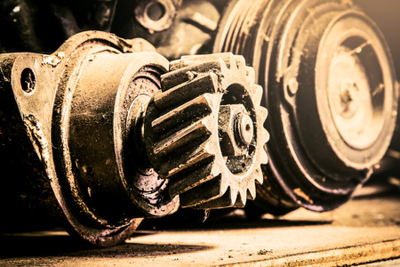 Part of old car engine in vintage styleの写真素材