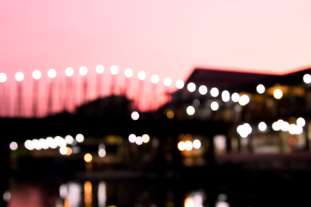 Blurred image of lifestyle at floating market in Thailand with bokehの写真素材