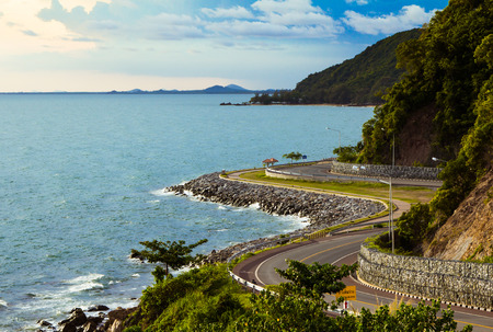 Coastal road sea in  Chanthaburi, Thailandの写真素材