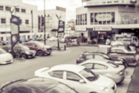 blur image of car park at shopping mall, vintage filterの写真素材