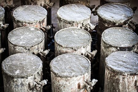 Concrete in steel cylinder formwork for testing of strength compactionの写真素材