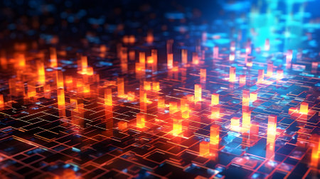 Futuristic digital technology and innovation background with colorful glowing neon. Futuristic cyberspace background. Futuristic technology style. Generative AI.の素材