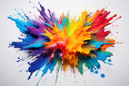 Colorful rainbow holi watercolor paint splash explosion. Abstract colored background. Generative AI.の素材