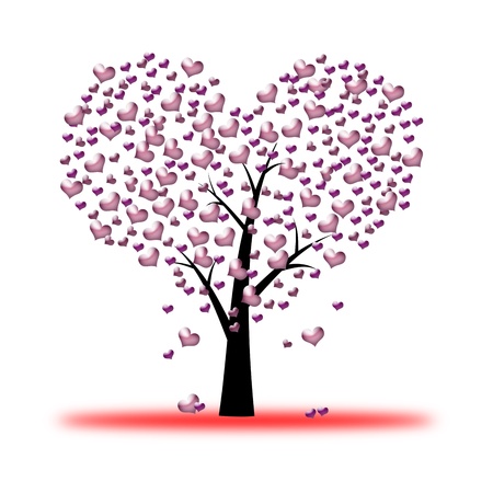 pink  valentine tree, love, leaf from heartsの写真素材