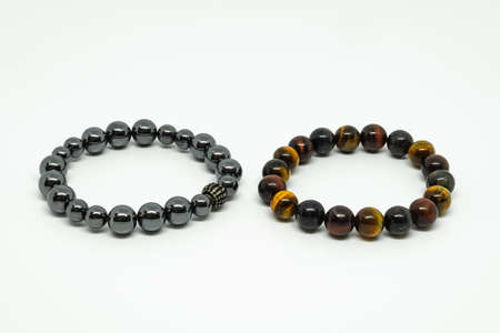 Bracelet placed on white background.The amulet is worn on the wrist.の写真素材