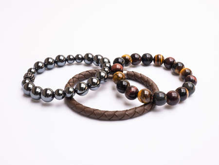 Bracelet placed on white background.The amulet is worn on the wrist.の写真素材