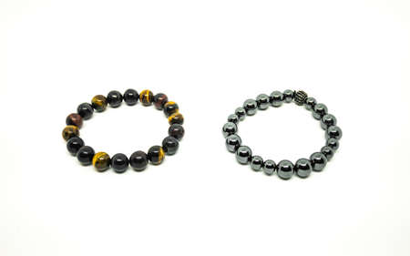 Bracelet placed on white background.The amulet is worn on the wrist.の写真素材