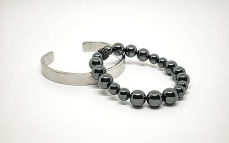 Bracelet placed on white background.The amulet is worn on the wrist.の写真素材