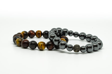 Bracelet placed on white background.The amulet is worn on the wrist.の写真素材