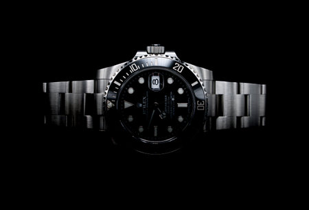 BANGKOK, THAILAND - JULY 14, 2019: Rolex Submariner watch is equipped with a ceramic bezel with functions used in diving.のeditorial素材