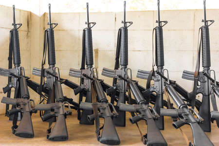 BANGKOK, THAILAND - SEPTEMBER 3, 2018 : The development of the M16A2 rifle is result of combat experience in Vietnam war.のeditorial素材